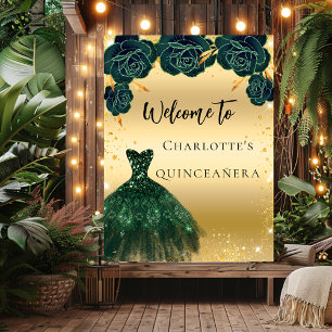 Blume in grünem Goldkleid aus Quinceanera Poster