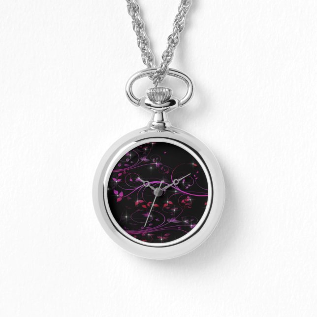 Blume in Heiß-Rosa Armbanduhr (Vorderseite)