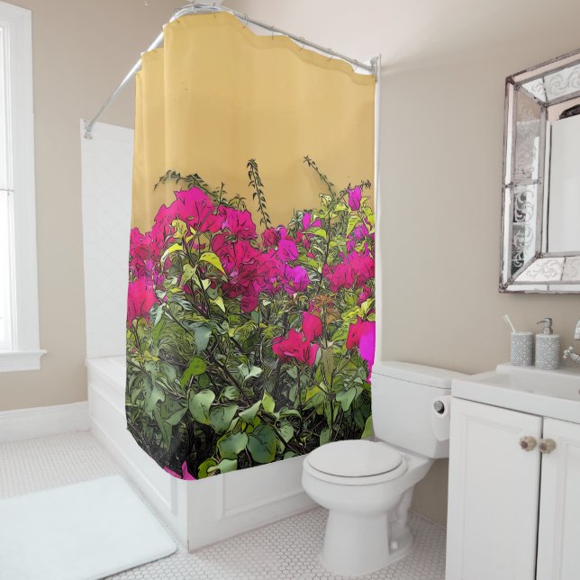 Blume in Heiß-Rosa Duschvorhang (Beispiel)