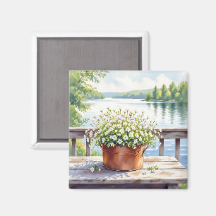 Blume in Kupfer-Topf am Lakehouse Deck Magnet