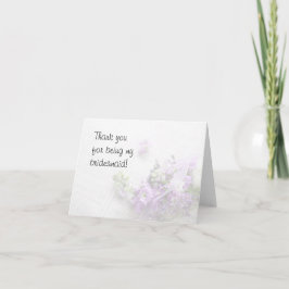 Blume in Lavendel danke an die Brautjungkarte