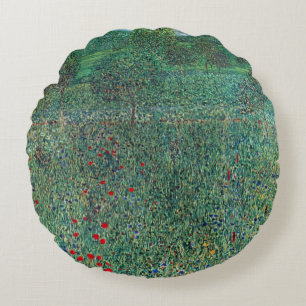 Blume in Litzlberg Klimt, Vintage Landschaft Rundes Kissen