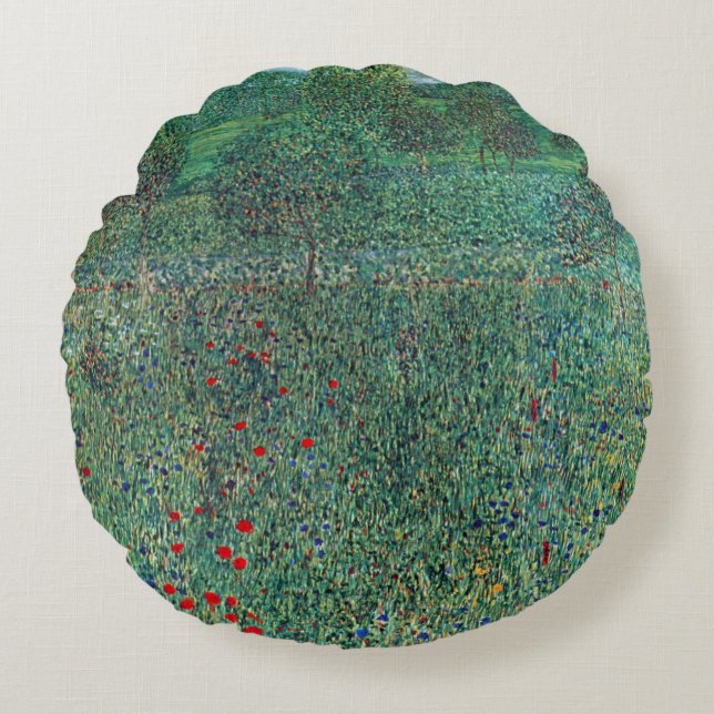 Blume in Litzlberg Klimt, Vintage Landschaft Rundes Kissen (Vorderseite)