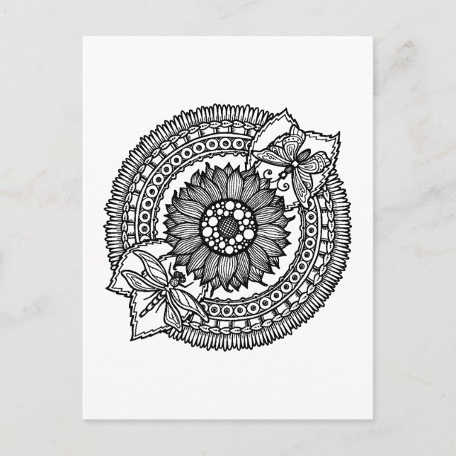 Blume in Mandala Postkarte (Vorderseite)