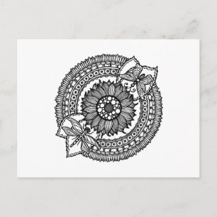 Blume in Mandala Postkarte
