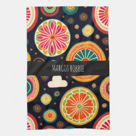 Blume in Melon Red Psychedelic Pattern Geschirrtuch