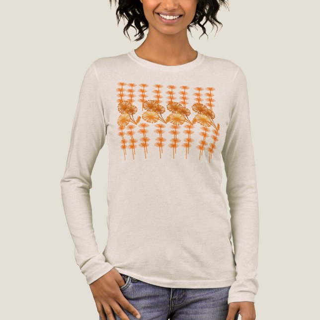 Blume in Orange Tri-Blend Shirt (Vorderseite)
