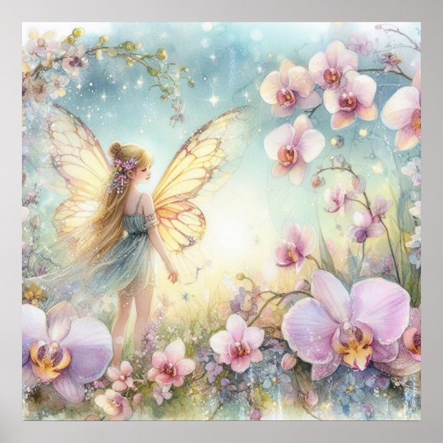 Blume in Pastellfarben, Aquarell Poster (Vorne)