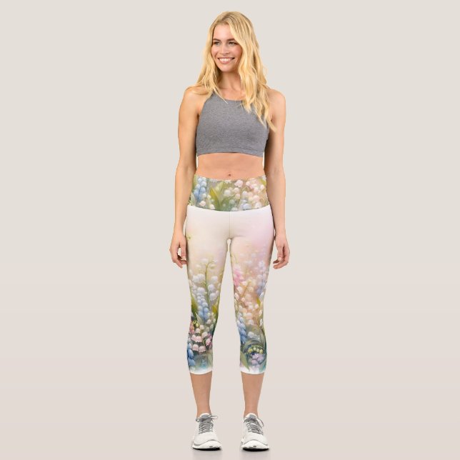 Blume in Pastellfarben Capri Leggings (Vorderseite)