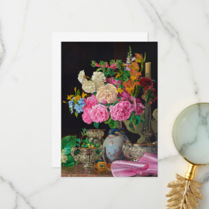 Blume in Porzellanvase mit Candlestick Dankeskarte