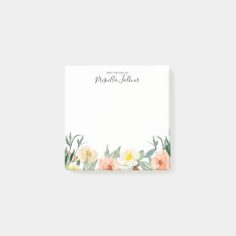 Blume in Rosa am Schreibtisch Post-it Klebezettel