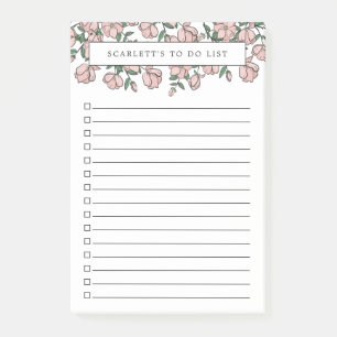 Blume in Rosa, die von Hand gezeichnet werden, um  Post-it Klebezettel