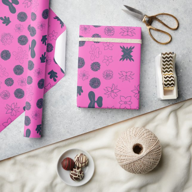 Blume in rosa Hintergrundpapier Geschenkpapier (Kunsthandwerk)