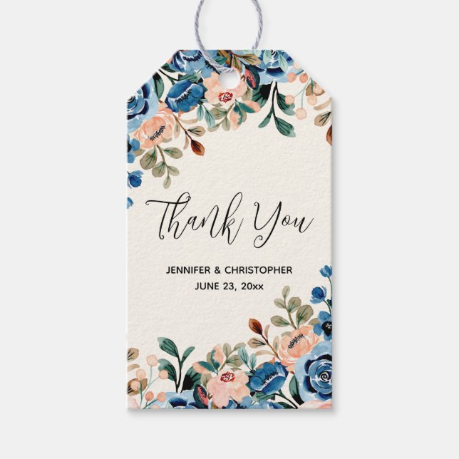 Blume in Rosa und Blau Geschenkanhänger (Vorderseite)