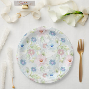 Blume in Rosa und Blau. Pappteller