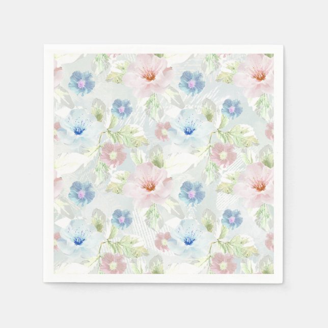 Blume in Rosa und Blau. Serviette (Vorderseite)