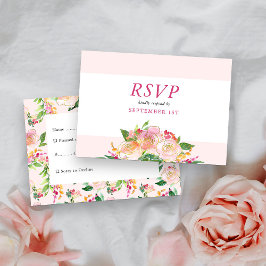 Blume in Rosa und Gold RSVP Karte