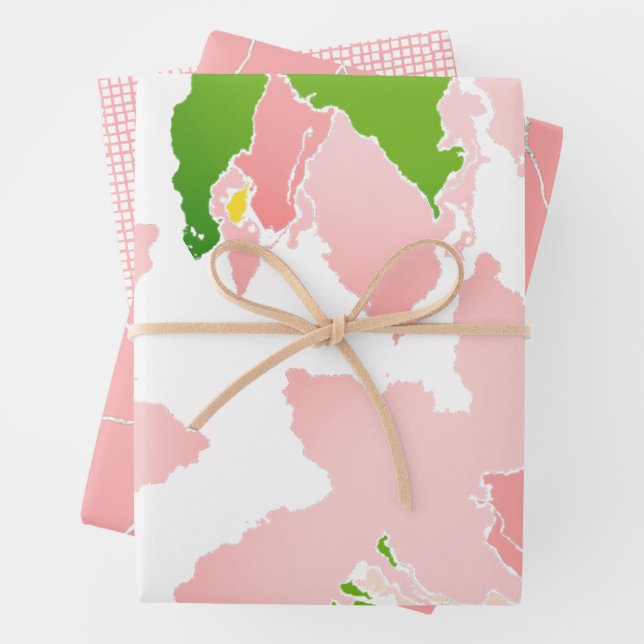 Blume in Rosa und Grüne AKA-Studentinnenverbindung Geschenkpapier Set (Beispiel)