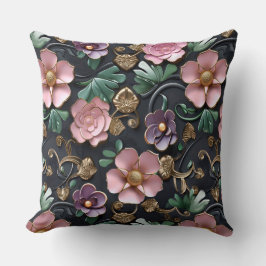 Blume in rosa und Lila Set auf schwarzem Hintergru Kissen