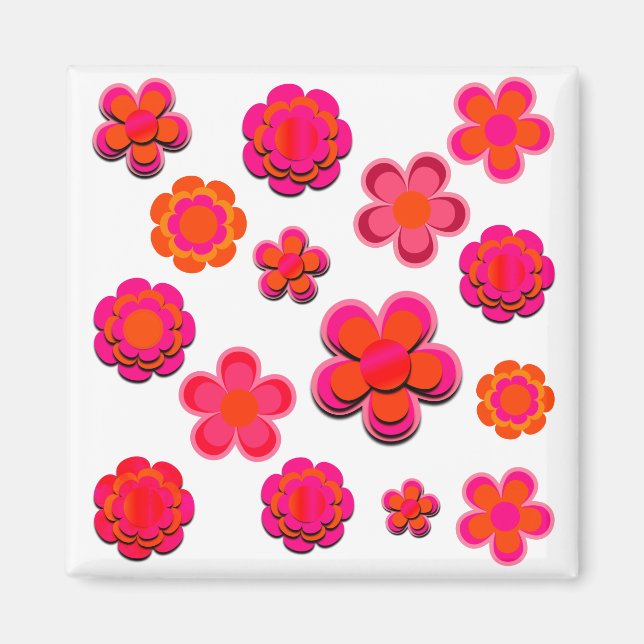 Blume in Rosa und Orange Magnet (Vorne)