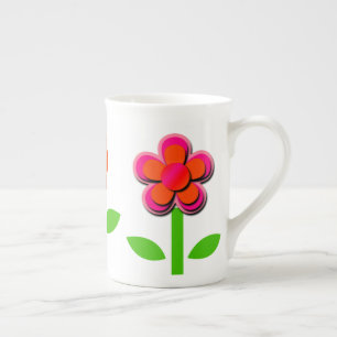 Blume in Rosa und Orange Prozellantasse