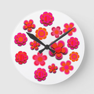 Blume in Rosa und Orange  Runde Wanduhr