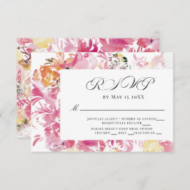 Blume in Rosa und Rosa RSVP Karte