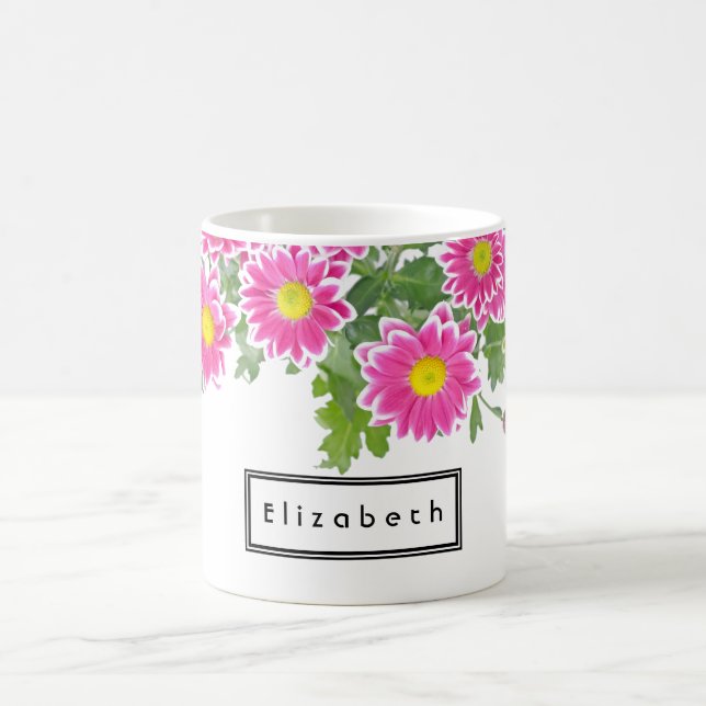 Blume in Rosa und Weiß Daisy Personalisiert Kaffeetasse (Mittel)