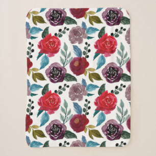 Blume in Rot und Bordeaux Sherpadecke