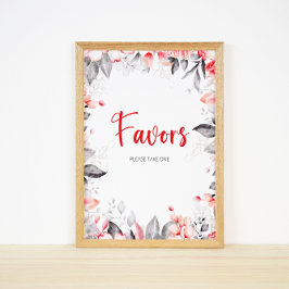 Blume in Rot und Grau Poster