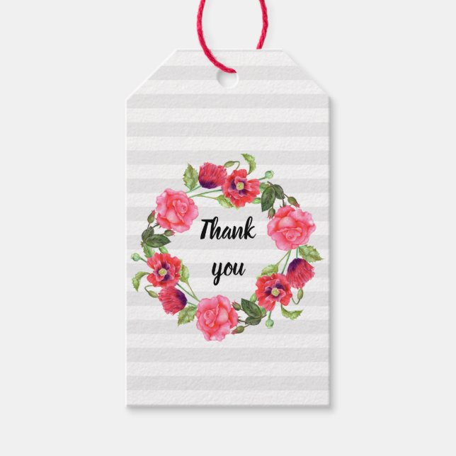 Blume in Rot und Rosa Kräne Geschenkanhänger (Vorderseite)