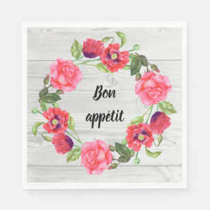 Blume in Rot und Rosa Kräne Serviette