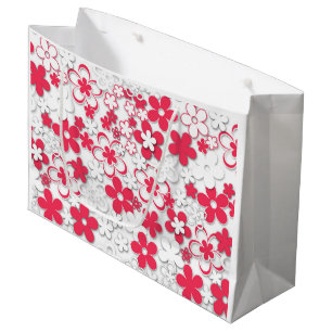 Blume in Rot und Weißpapier Große Geschenktüte