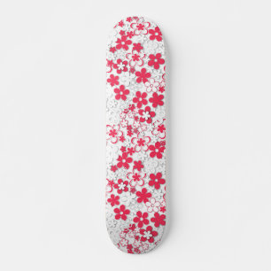 Blume in Rot und Weißpapier Skateboard