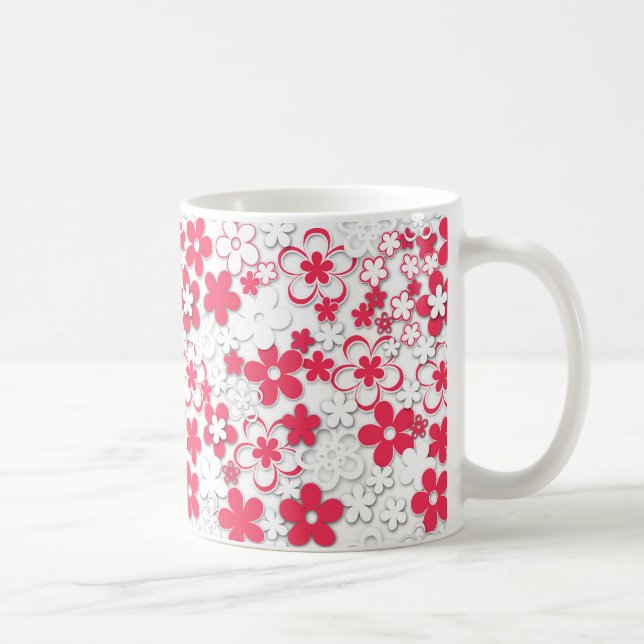 Blume in Rot und Weißpapier Tasse (Rechts)