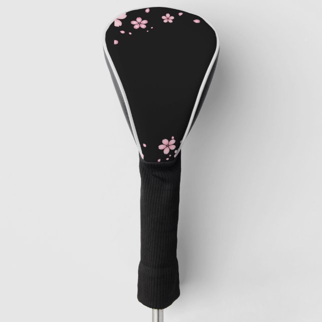 Blume in Schwarz und Rosa Golf Headcover (Vorderseite)