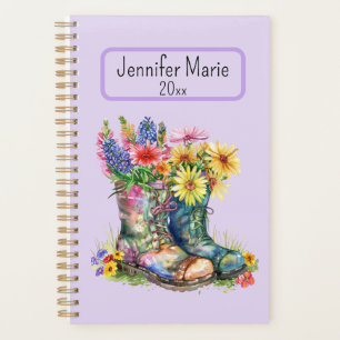 Blume in Stiefeln Personalisieren mit Name, Jahr Planer
