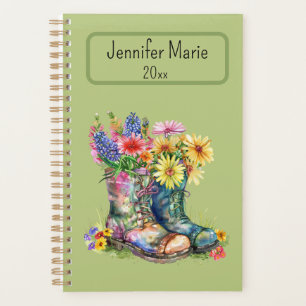 Blume in Stiefeln Personalisieren mit Name, Jahr Planer