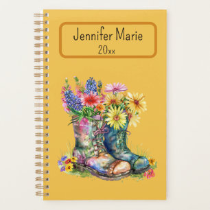 Blume in Stiefeln Personalisieren mit Name, Jahr Planer