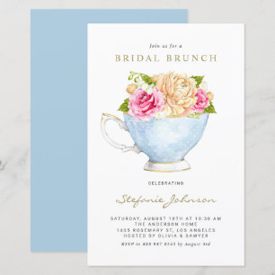 Blume in Teacup Bridal Brunch Einladung