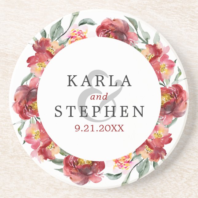 Blume in tiefroten Gärten Getränkeuntersetzer (Vorne)