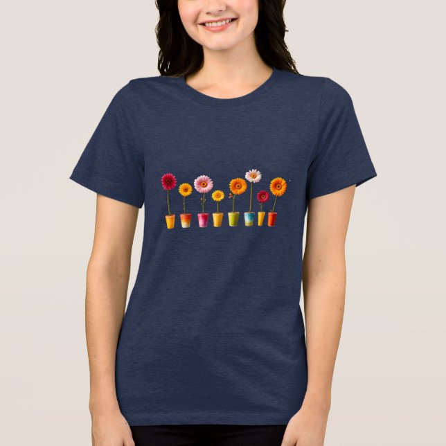 Blume in Töpfen Tri-Blend Shirt (Vorderseite)