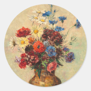 Blume in Vase, c.1910 Runder Aufkleber