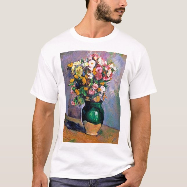 Blume in Vase, Cezanne T-Shirt (Vorderseite)