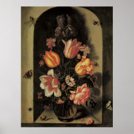 Blume in Vase, Vintages barockes Stillleben Poster