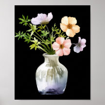 Blume in Vase Wasserfarben Kunst drucken