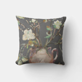 Blume in Vasenmalerei auf dunkelgrau Kissen