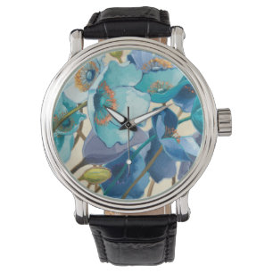 Blume in verschiedenen Farbtönen von Lila und blau Armbanduhr