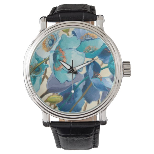 Blume in verschiedenen Farbtönen von Lila und blau Armbanduhr (Vorderseite)