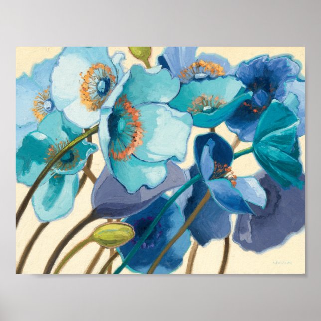 Blume in verschiedenen Farbtönen von Lila und blau Poster (Vorne)